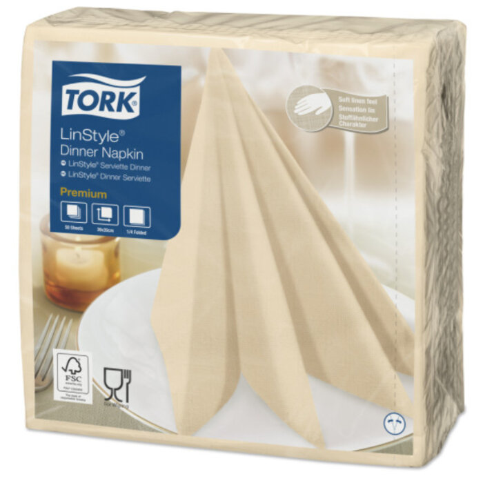 Tork Tork LinStyle® servet 39x39cm 1/4-vouw cream 12x50