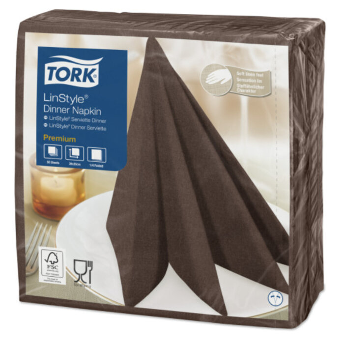 Tork Tork LinStyle® servet 39x39cm 1/4-vouw cocoa 12x50