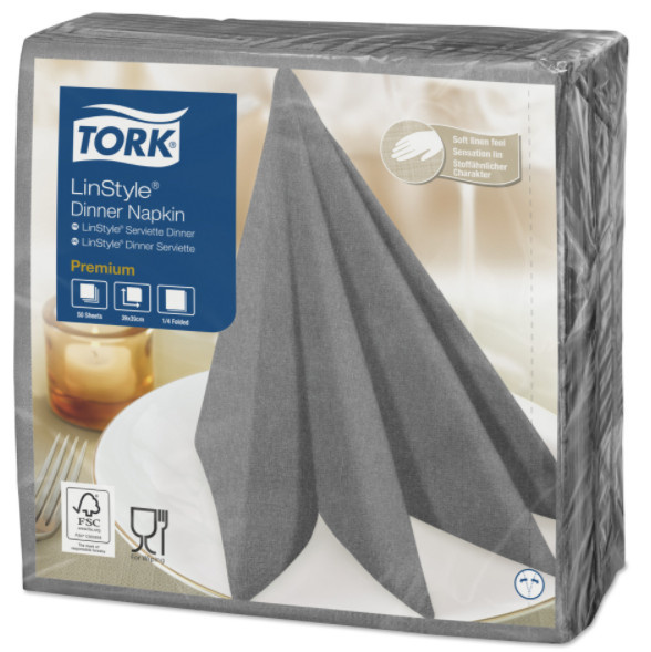 Tork Tork LinStyle® servet 39x39cm 1/4-vouw grijs 12x50