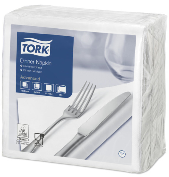 Tork Tork tissue servet 39x39cm 2-laags 1/4-vouw wit 12x150