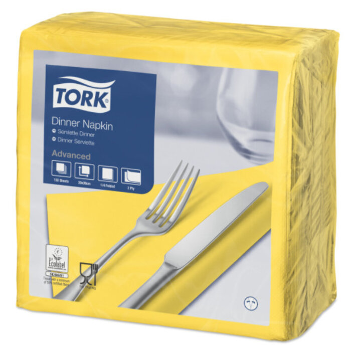 Tork Tork tissue servet 39x39cm 2-laags 1/4-vouw passion yellow 12x150
