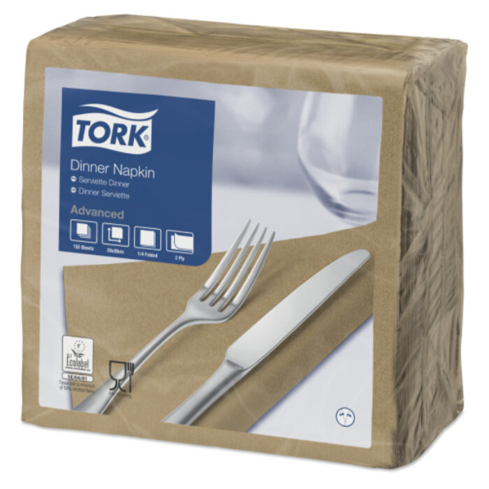 Tork Tork tissue servet 39x39cm 2-laags 1/4-vouw biscuit 12x150