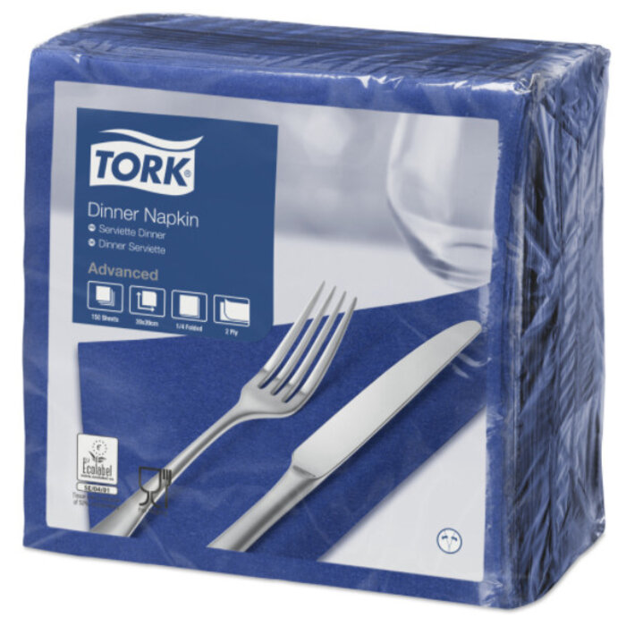 Tork Tork tissue servet 39x39cm 2-laags 1/4-vouw midnight blue 12x150