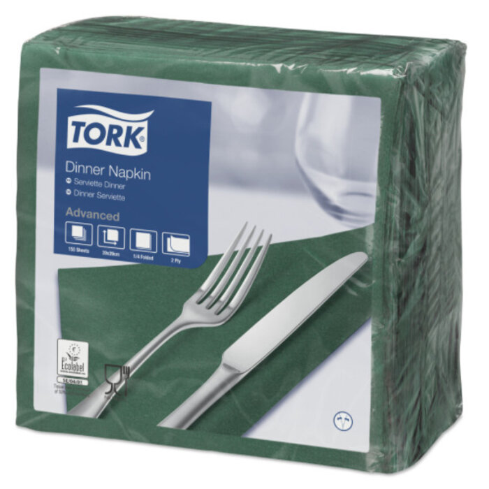 Tork Tork tissue servet 39x39cm 2-laags 1/4-vouw mountain pine green 12x150