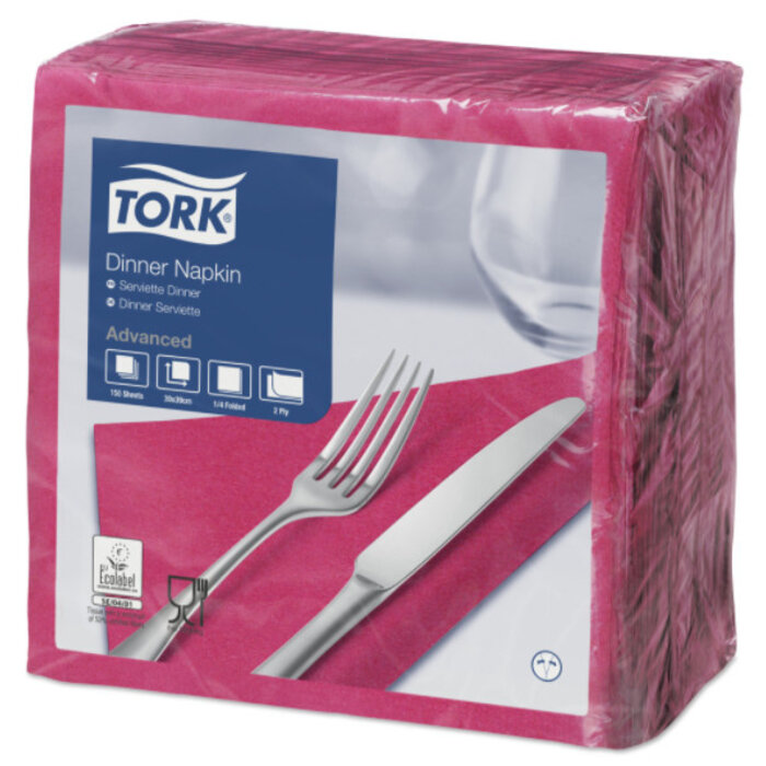 Tork Tork tissue servet 39x39cm 2-laags 1/4-vouw fuchsia 12x150