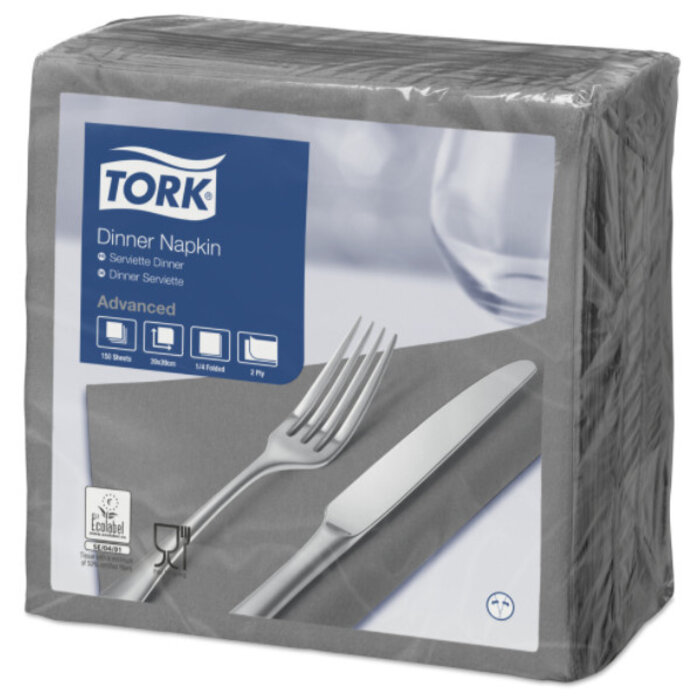 Tork Tork tissue servet 39x39cm 2-laags 1/4-vouw grijs 12x150