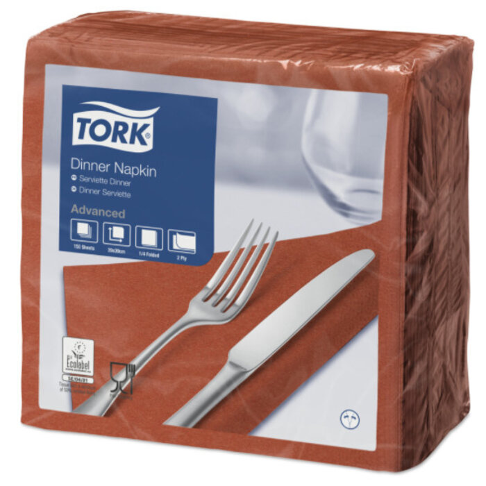 Tork Tork tissue servet 39x39cm 2-laags 1/4-vouw terracotta 12x150