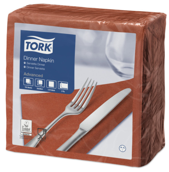 Tork Tork tissue servet 39x39cm 2-laags 1/4-vouw terracotta 12x150