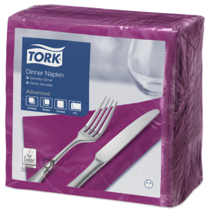 Tork Tork tissue servet 39x39cm 2-laags 1/4-vouw plum 12x150