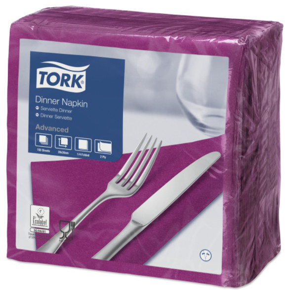 Tork Tork tissue servet 39x39cm 2-laags 1/4-vouw plum 12x150