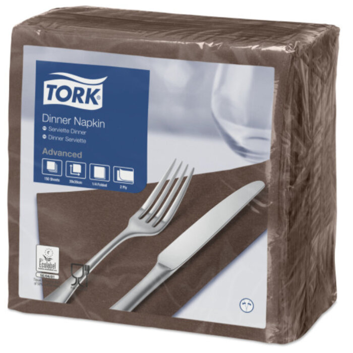 Tork Tork tissue servet 39x39cm 2-laags 1/4-vouw cocoa 12x150