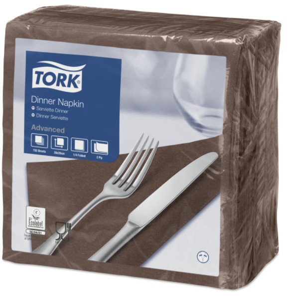 Tork Tork tissue servet 39x39cm 2-laags 1/4-vouw cocoa 12x150