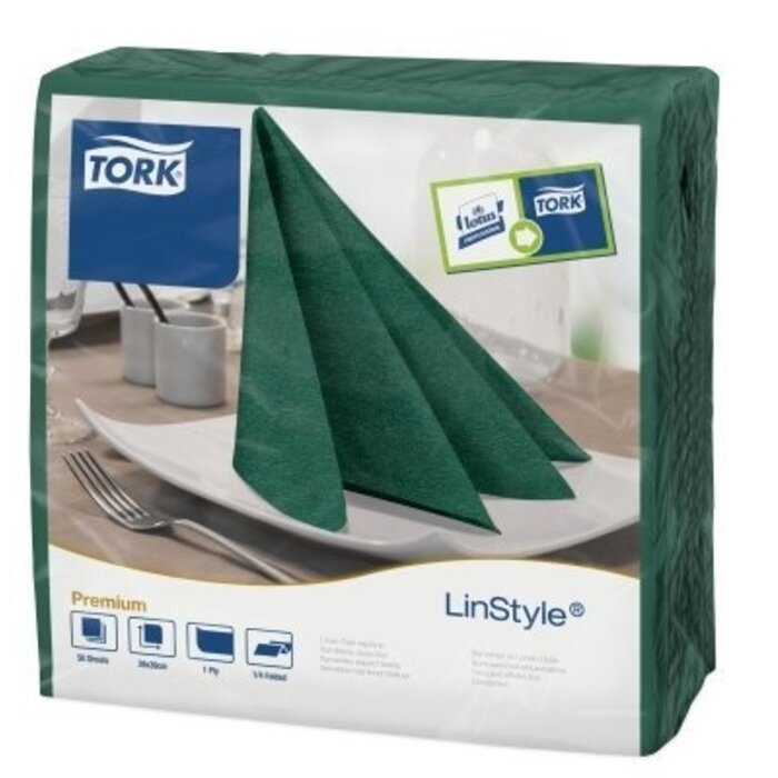 Tork Tork LinStyle® servet 39x39cm 1/4-vouw mountain pine green 12x50