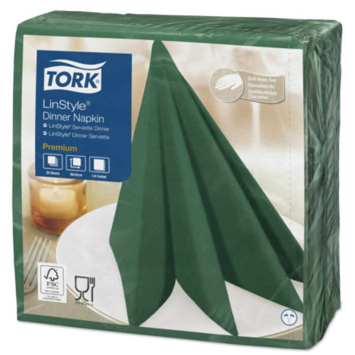 Tork Tork LinStyle® servet 39x39cm 1/4-vouw mountain pine green 12x50