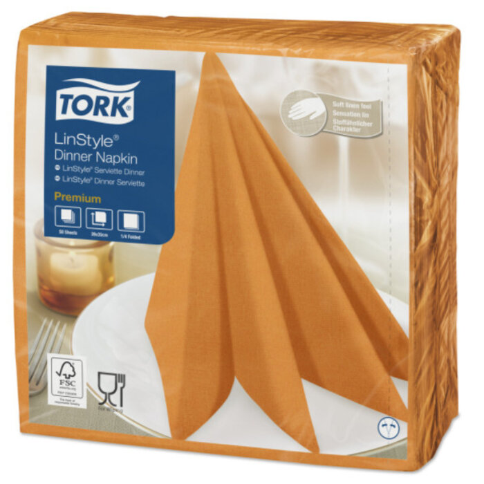 Tork Tork LinStyle® servet 39x39cm 1/4-vouw orange 12x50