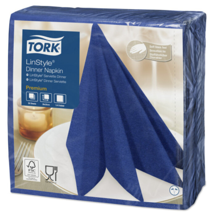 Tork Tork LinStyle® servet 39x39cm 1/4-vouw midnight blue 12x50