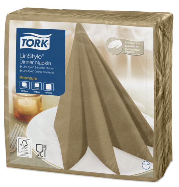 Tork Tork LinStyle® servet 39x39cm 1/4-vouw biscuit 12x50