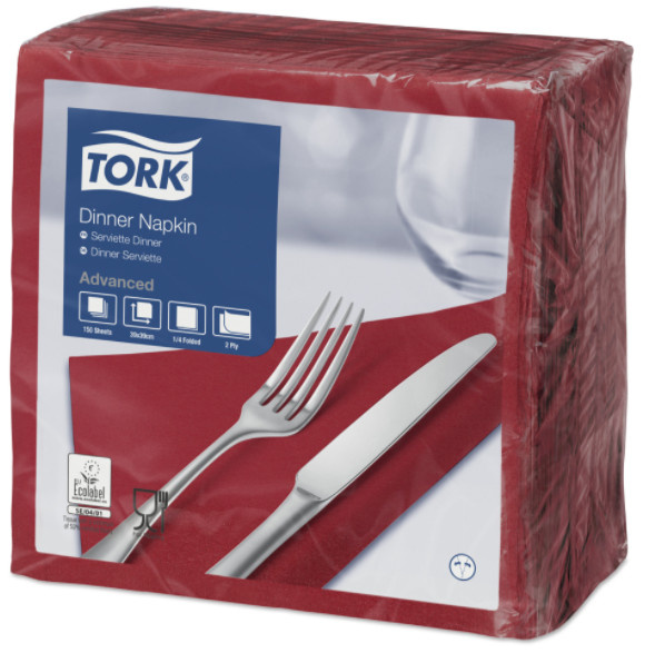 Tork Tork tissue servet 39x39cm 2-laags 1/4-vouw burgundy 12x150