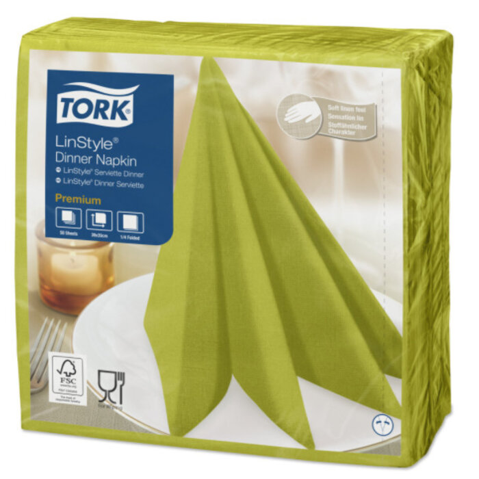 Tork Tork LinStyle® servet 39x39cm 1/4-vouw pistachio 12x50