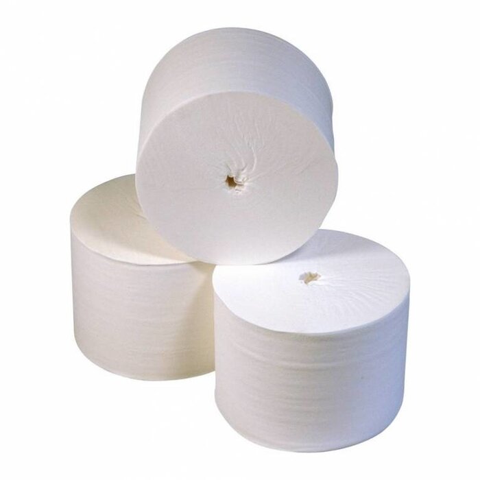 Eigen merk Toiletpapier Kokerloos, 2-laags, cellulose wit, 900 vel, 36 rollen