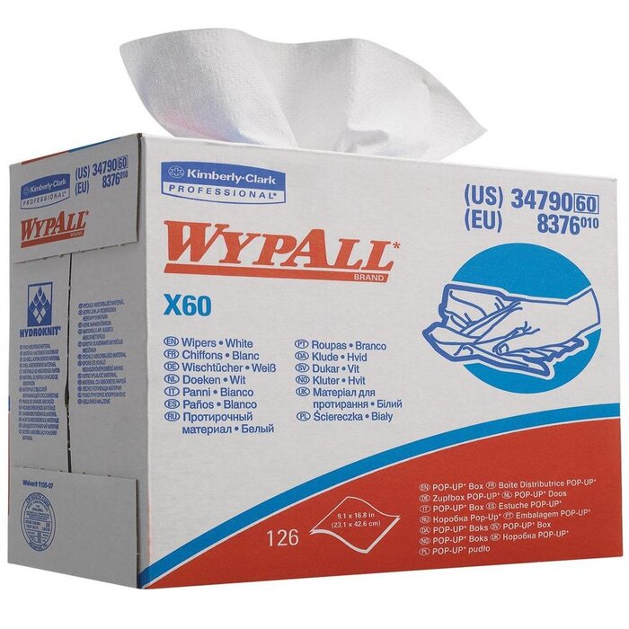 Kimberly Clark WYPALL* X60 Doeken - POP-UP Doos - Wit