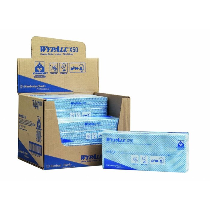 Kimberly Clark WYPALL* X50 Sopdoeken - Intergevouwen - Blauw