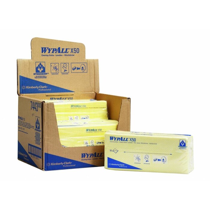 Kimberly Clark WYPALL* X50 Sopdoeken - Intergevouwen - Geel