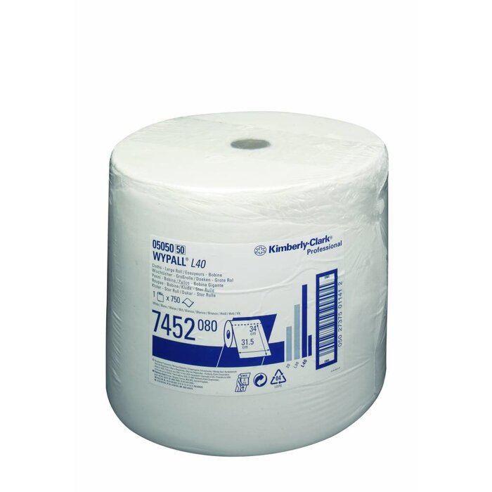 Kimberly Clark WYPALL* L40 Poetsdoeken - grote rol - Wit