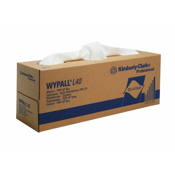 Kimberly Clark  WYPALL* L40 Poetsdoeken - POP-UP Doos - Wit