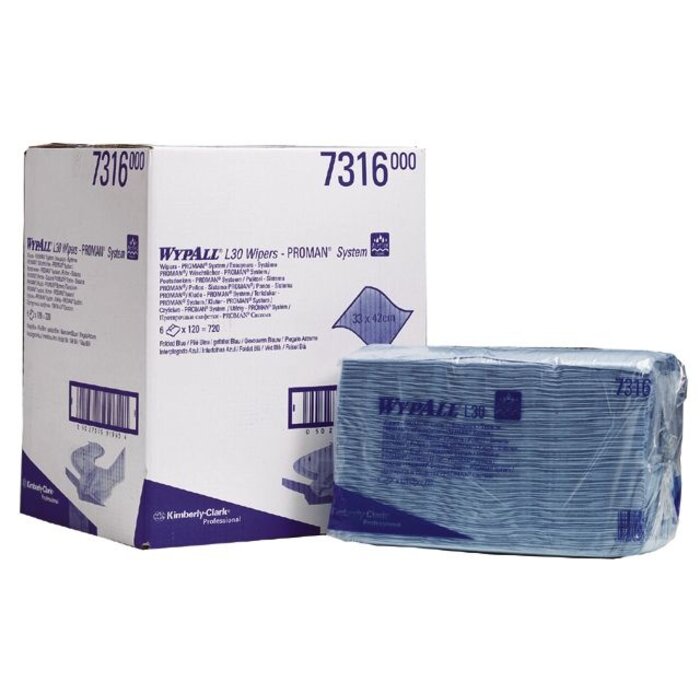 Kimberly Clark WYPALL* L30 Poetsdoeken - Intergevouwen - Blauw