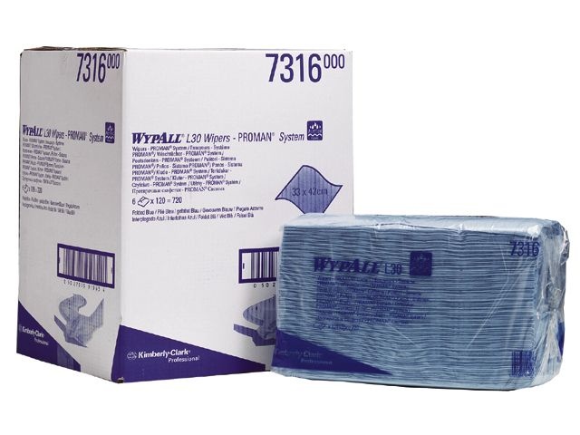 Kimberly Clark WYPALL* L30 Poetsdoeken - Intergevouwen - Blauw