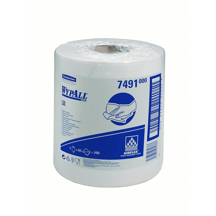 Kimberly Clark WYPALL* L20 Poetsdoeken - Centrefeed Rol - Wit