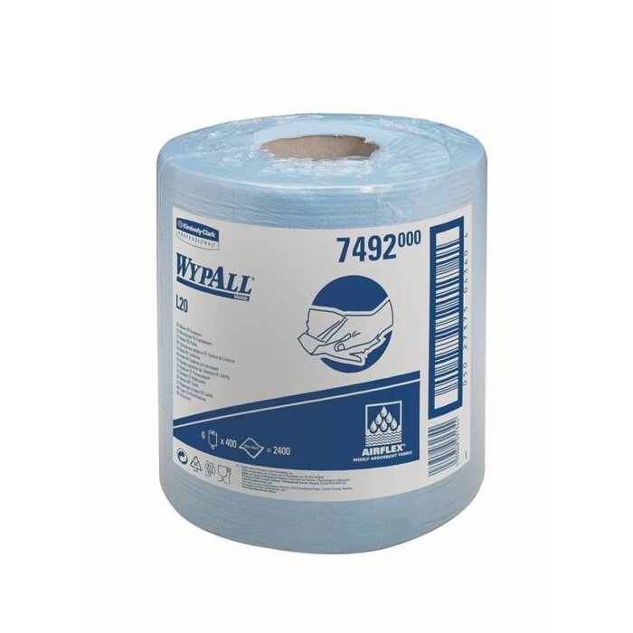 Kimberly Clark  WYPALL* L20 Poetsdoeken - Centrefeed Rol - Blauw