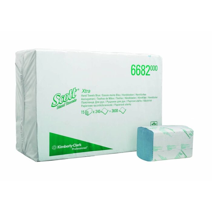 Kimberly Clark SCOTT® XTRA Handdoeken - Intergevouwen / Medium - Blauw