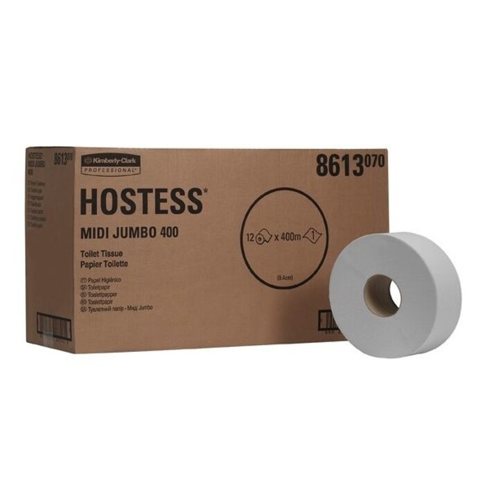 Kimberly Clark HOSTESS* Toilettissue Rollen - Jumbo / 400 M / 78 - Wit