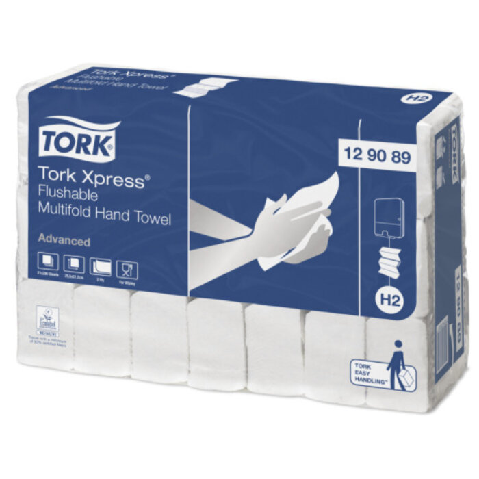 Tork Tork Xpress® Doorspoelbare Multifold Handdoek 2-laags Wit H2 Advanced