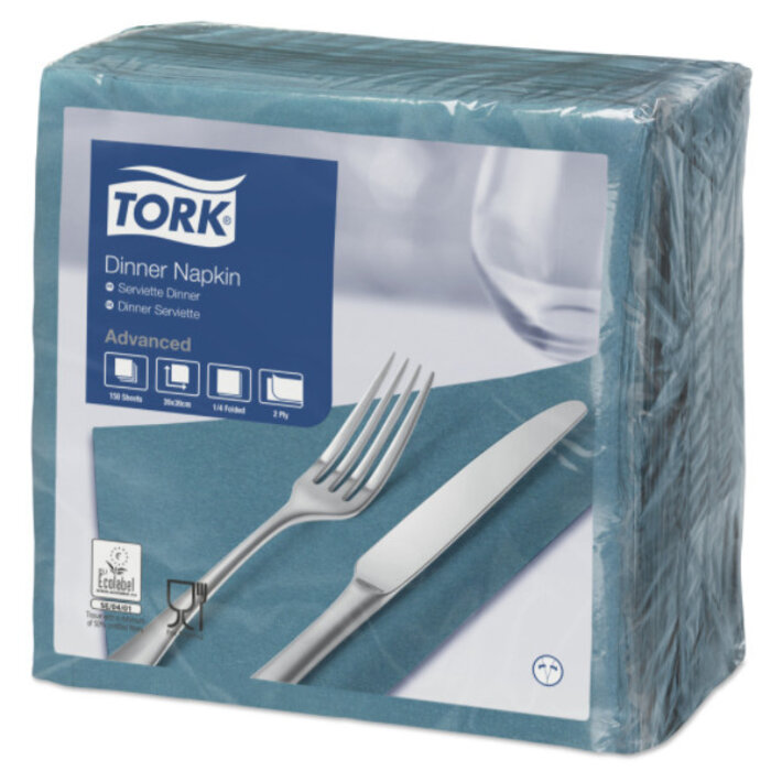 Tork Tork tissue servet 39x39cm 2-laags 1/4-vouw Blue Green 12x150
