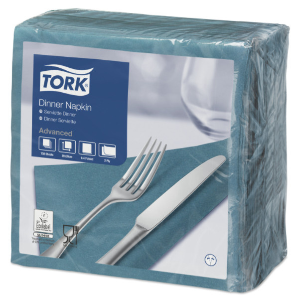 Tork Tork tissue servet 39x39cm 2-laags 1/4-vouw Blue Green 12x150