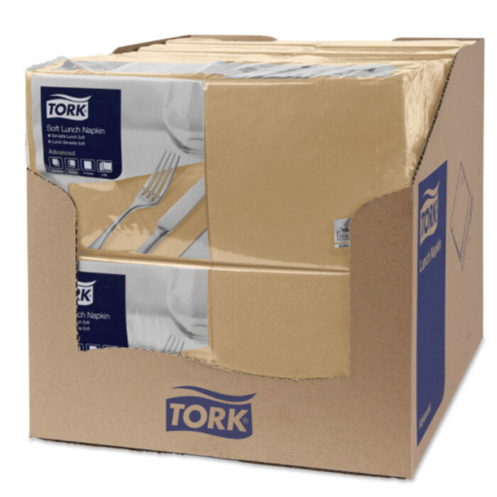 Tork Tork tissue servet 33x33cm 3-laags 1/4-vouw biscuit 10x150