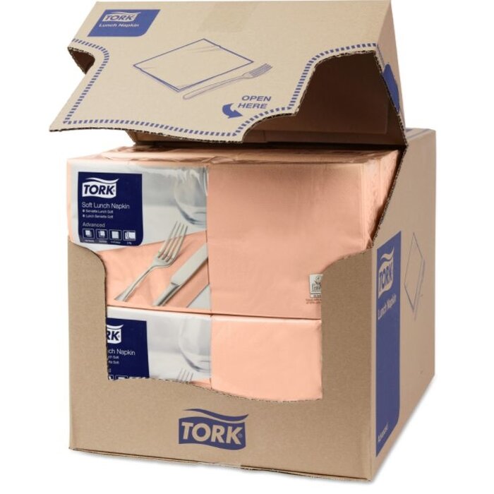 Tork Tork tissue servet 33x33cm 3-laags 1/4-vouw perzik 10x150