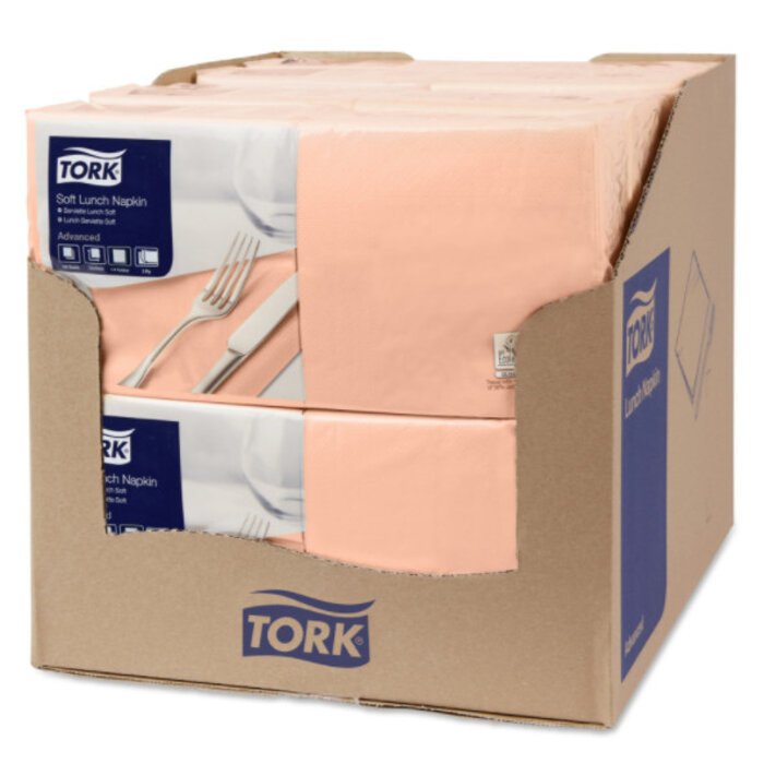 Tork Tork tissue servet 33x33cm 3-laags 1/4-vouw perzik 10x150