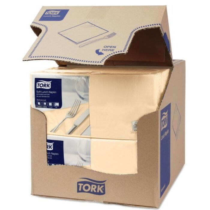 Tork Tork tissue servet 33x33cm 3-laags 1/4-vouw zand 10x150
