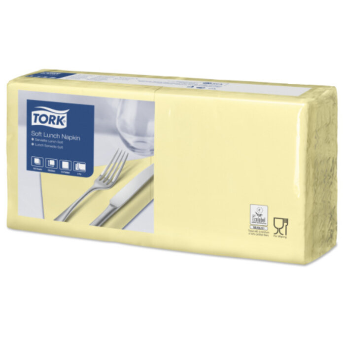Tork Tork tissue servet 33x33cm 3-laags 1/4-vouw champagne 10x150
