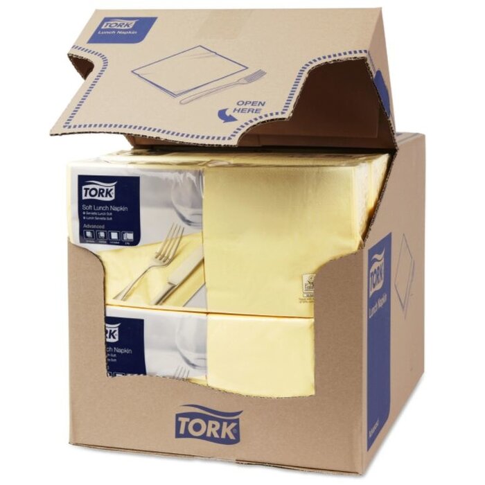 Tork Tork tissue servet 33x33cm 3-laags 1/4-vouw champagne 10x150