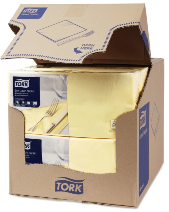 Tork Tork tissue servet 33x33cm 3-laags 1/4-vouw champagne 10x150