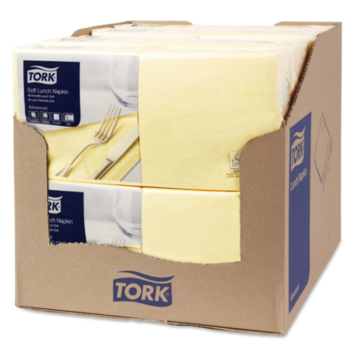 Tork Tork tissue servet 33x33cm 3-laags 1/4-vouw champagne 10x150