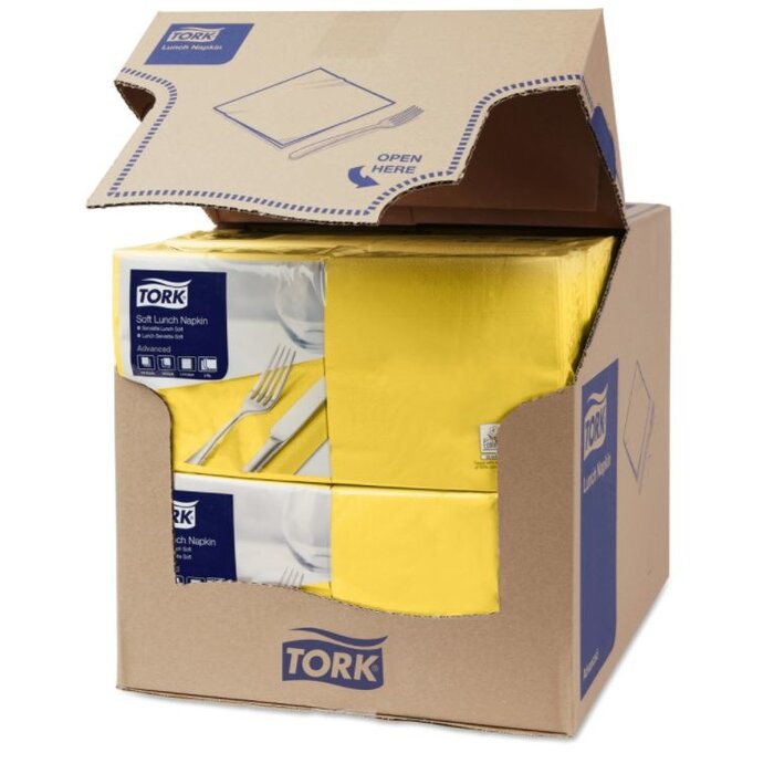 Tork Tork tissue servet 33x33cm 3-laags 1/4-vouw geel 10x150