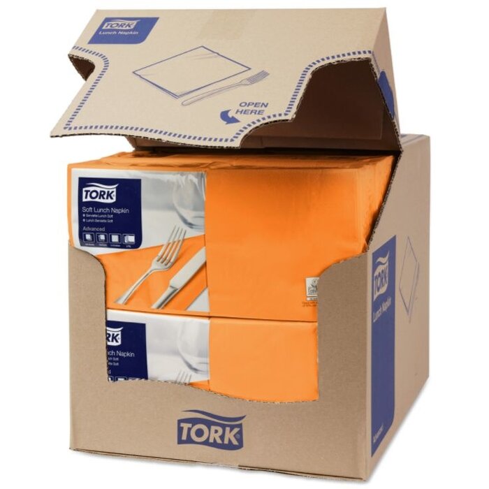Tork Tork tissue servet 33x33cm 3-laags 1/4-vouw oranje 10x150