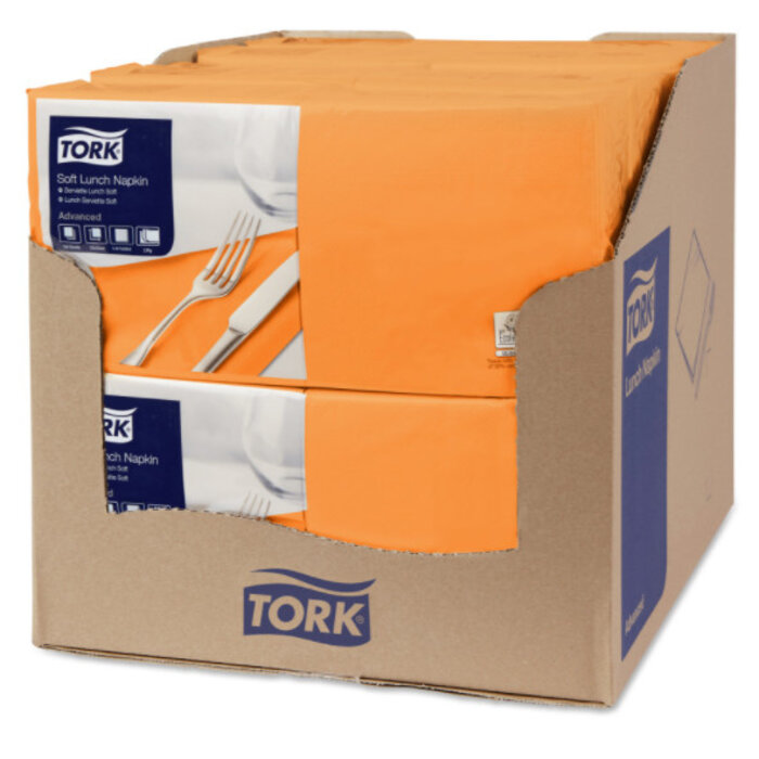 Tork Tork tissue servet 33x33cm 3-laags 1/4-vouw oranje 10x150