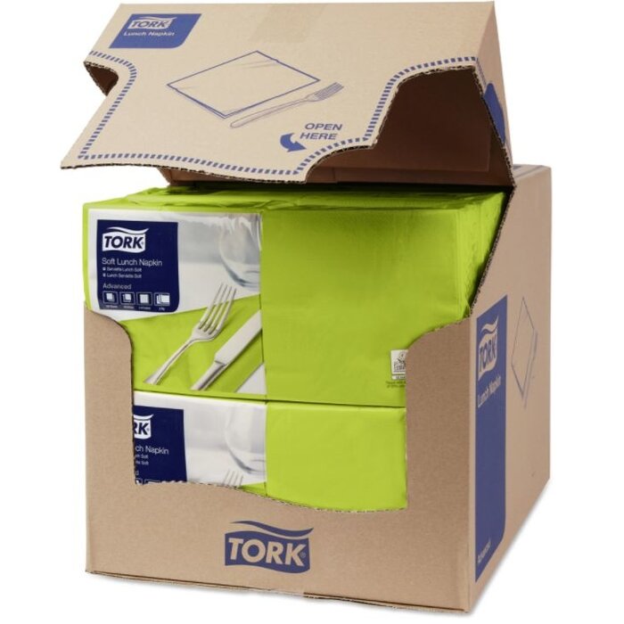 Tork Tork tissue servet 33x33cm 3-laags 1/4-vouw lime 10x150